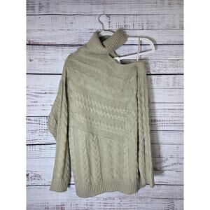 Davi & Dani women's size large tan cable off shoulder sweater